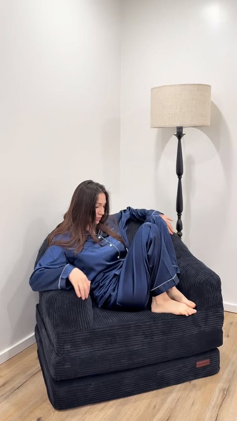 Instagram post by @herafery.gasimova for MAXYOYO HOME. Caption reads: [...] folding sofa bed is a dream 🤍 @maxyoyohome....