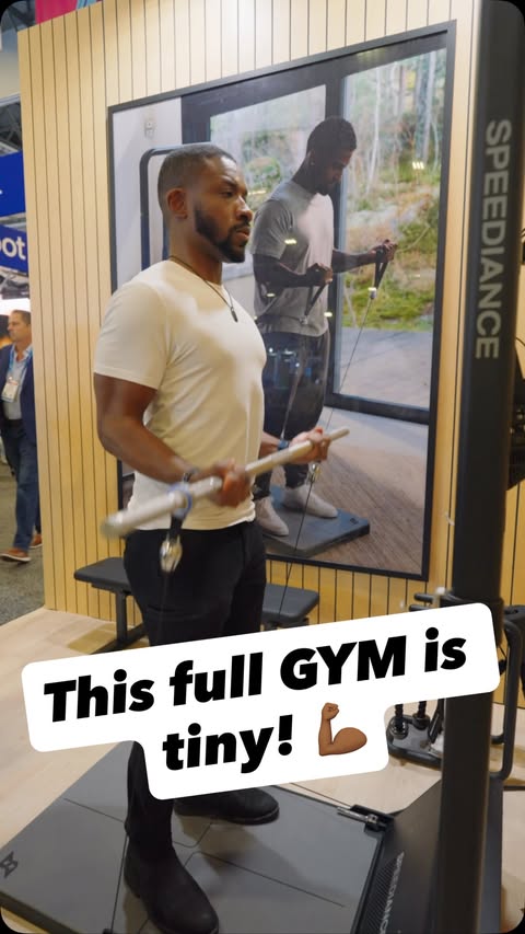 Instagram post by @uravgconsumer for Speediance. Caption reads: Tried the Speediance Gym Monster 2 at CES and I’m....
