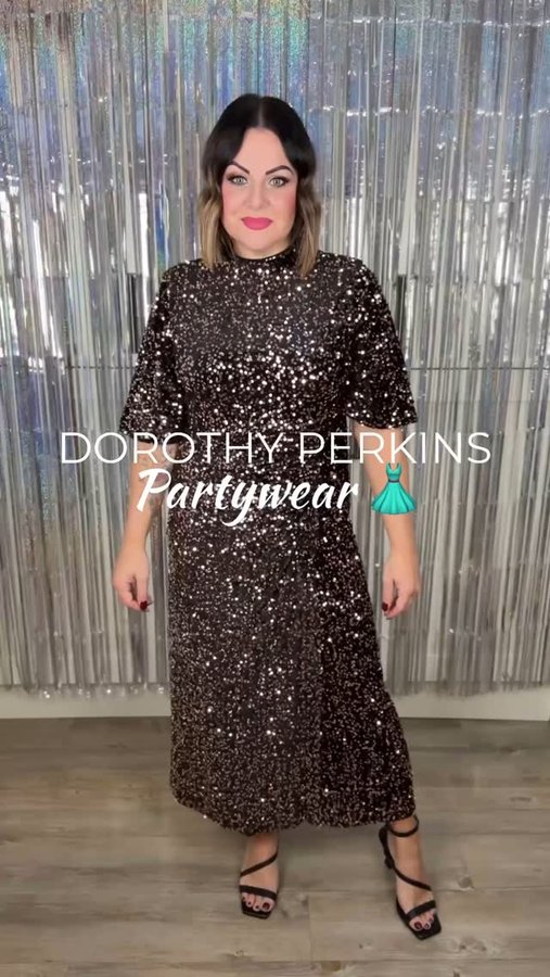 Instagram post by @mama_loves_leopard for Dorothy Perkins. Caption reads: And the partywear just keeps on coming! 🪩 These....