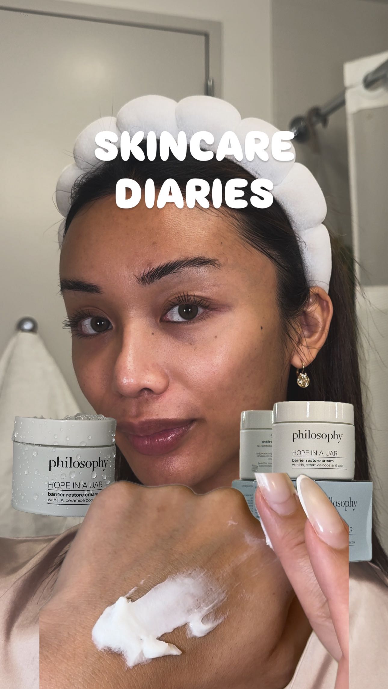 Instagram post by @missannsantiago for philosophy. Caption reads: Redness & irritation? 👀 This lightweight skin....