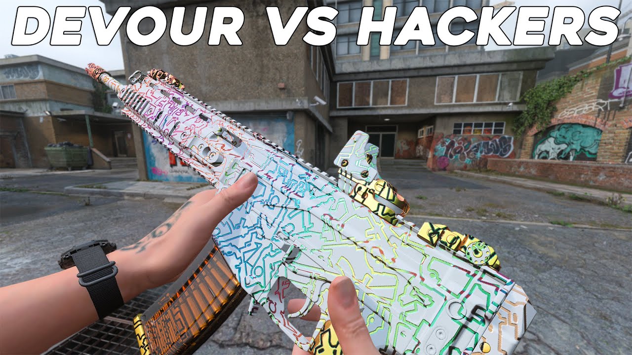 YouTube post by @Devour808 for AimControllers. Caption reads: How to beat CHEATERS in Search & Destroy....