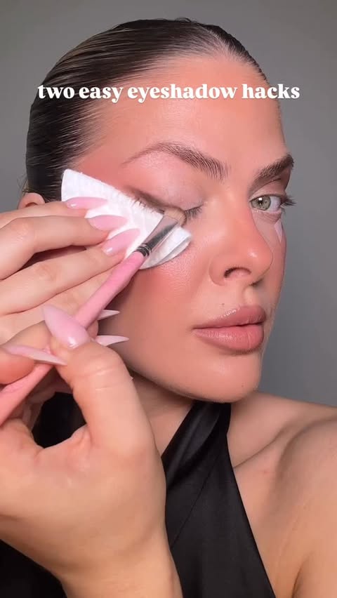 Instagram post by @monika_mua for Catrice Cosmetics. Caption reads: two easy eyeshadow hacks for beginners 🤯🥵 using....