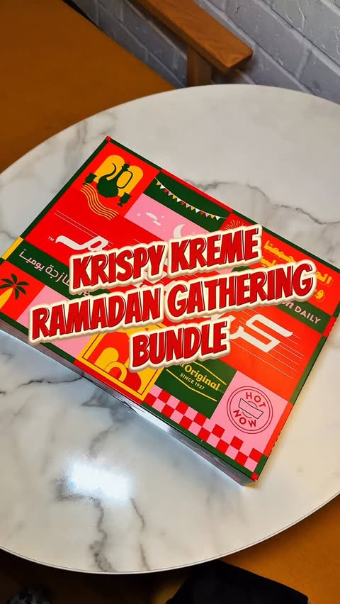 Instagram post by @jjp.qtr for Krispy Kreme Doughnuts. Caption reads: The Ultimate Ramadan Table Centerpiece 🌙✨....