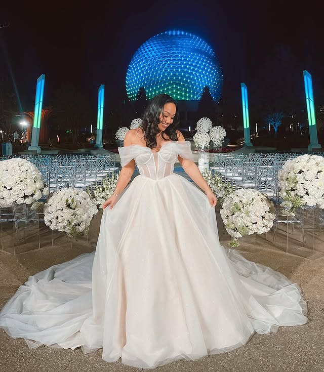 Instagram post by @noelle.cefola for Allure Bridals. Caption reads: [...] while being able to play dress up in....