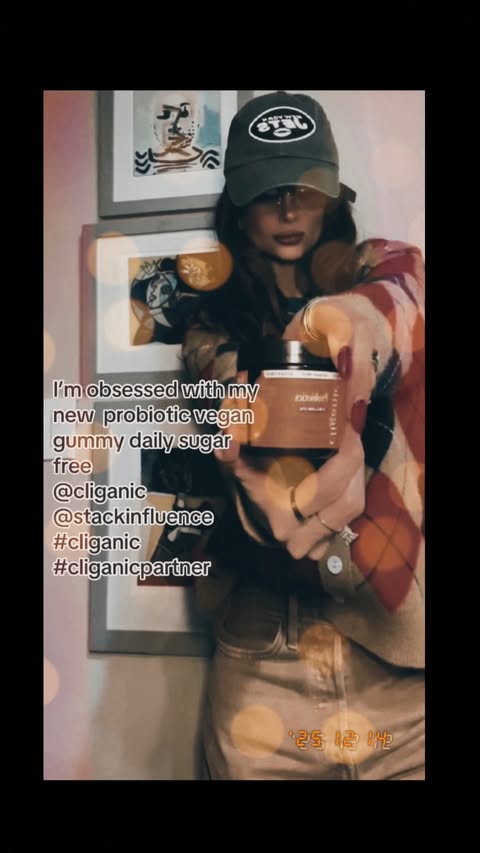 Instagram post by @lamaga__nyc for Cliganic. Caption reads: [...] vegan gummy daily sugar free :) @cliganic....