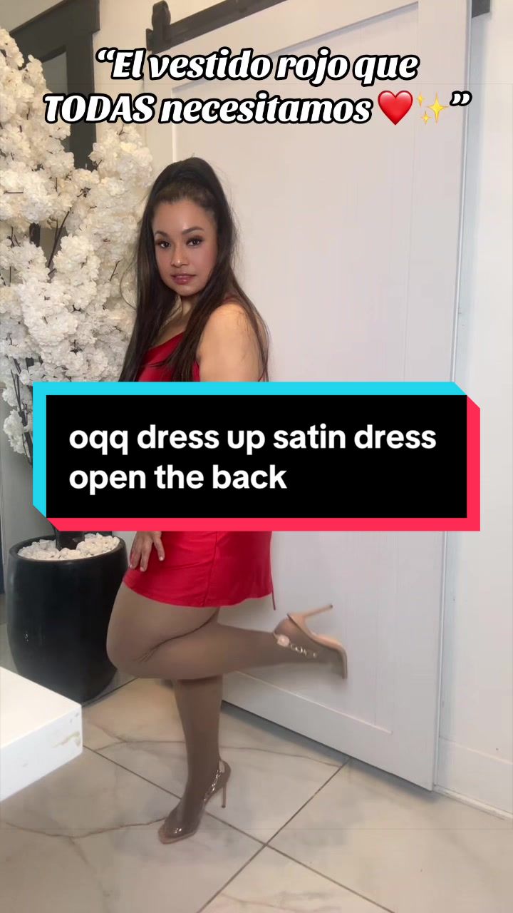 TikTok post by an influencer for Oqq. Caption reads: OQQ-Nine cents Women's satin mini [...].