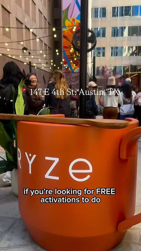 Instagram post by @austinthings2do for RYZE SUPERFOODS. Caption reads: [...] TX 78701 🍄‍🟫About @ryzesuperfoods : RYZE....