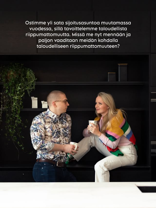 Instagram post by @kotimatka for Asuntopehtoori. Caption reads: Mainos @asuntopehtoori💚 Unelmoitko säkin [...].