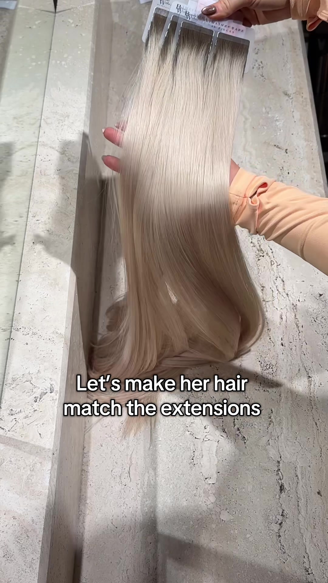 TikTok post by @lottemyrseth for BeautyWorks. Caption reads: Colormatching ✨ #hairtok #colormatching....