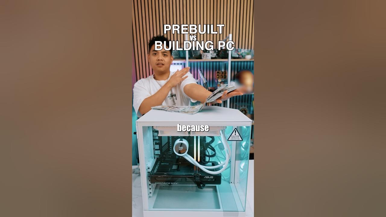YouTube post by @JonjonTech for NZXT. Caption reads: Prebuilt PC vs. Building your own: NZXT Player Two....