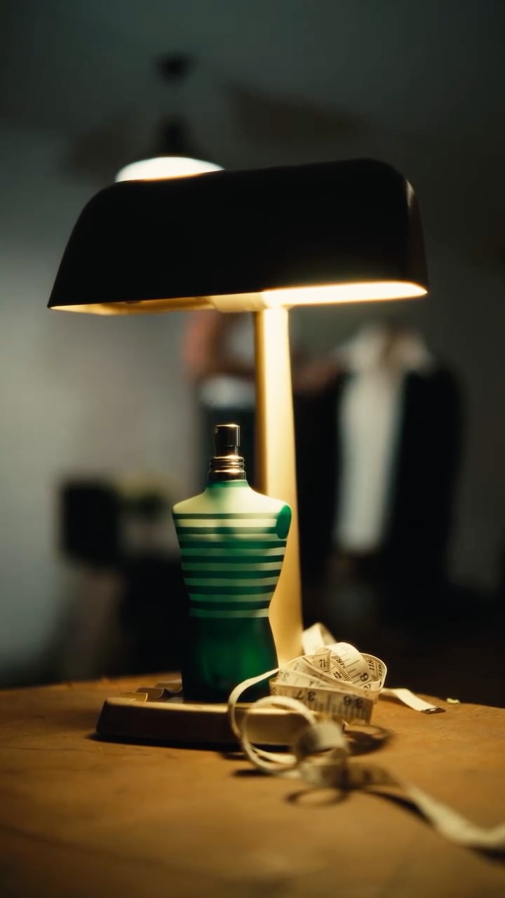 Instagram post by @stuccigus for JeanPaulGaultier. Caption reads: finding the perfect cut, #lemale @jeanpaulgaultier....