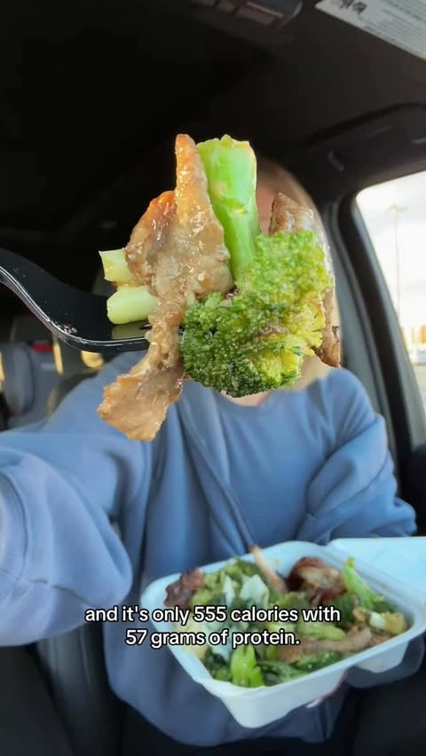 Instagram post by @smaller_sam.pcos for Panda Express. Caption reads: Panda Express (555 cals + 57g protein) which [...].