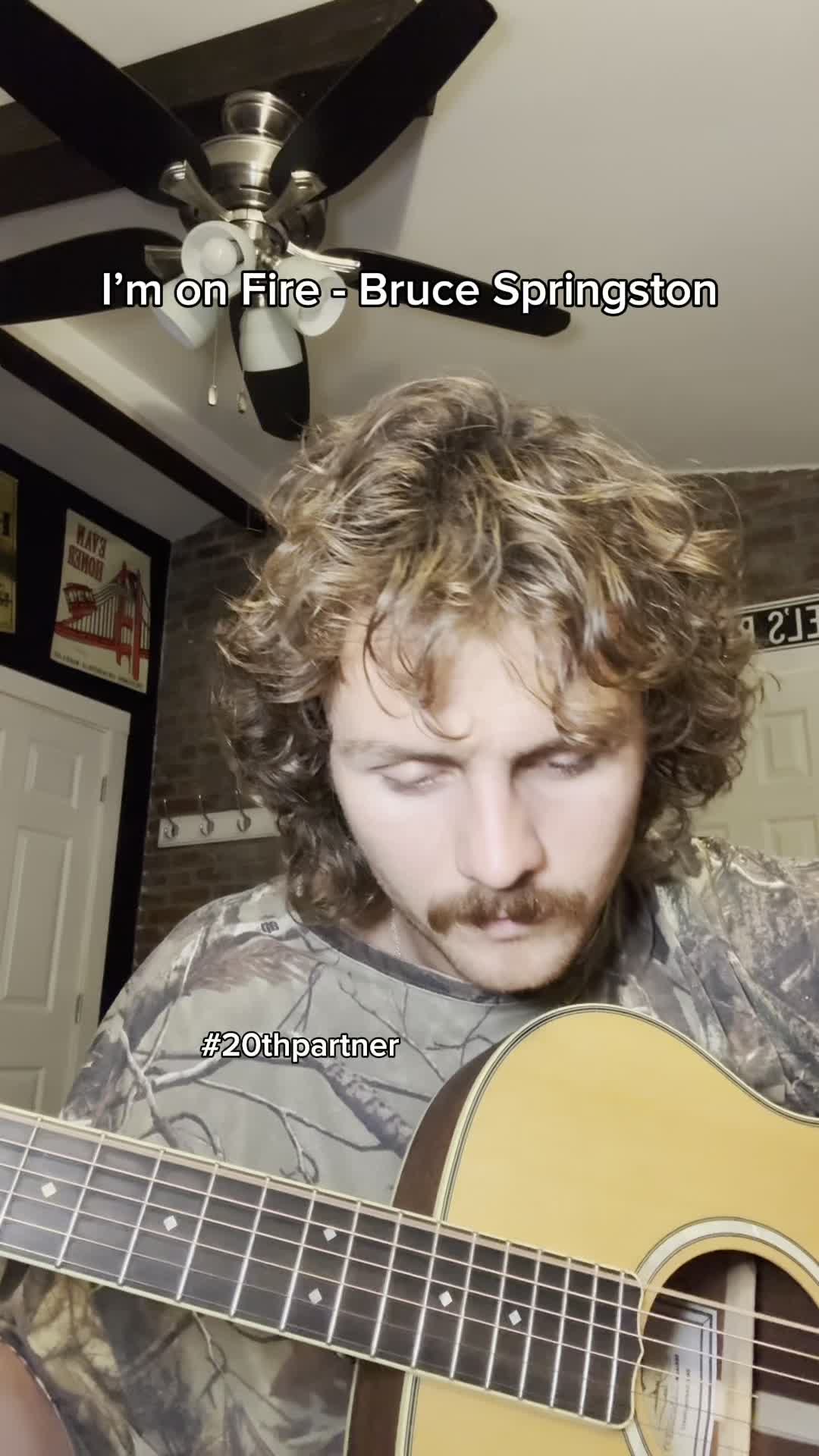 TikTok post by @evanhonermusic for 20th Century Studios. Caption reads: I’m on fire - Bruce Springsteen,  Deliver Me From....
