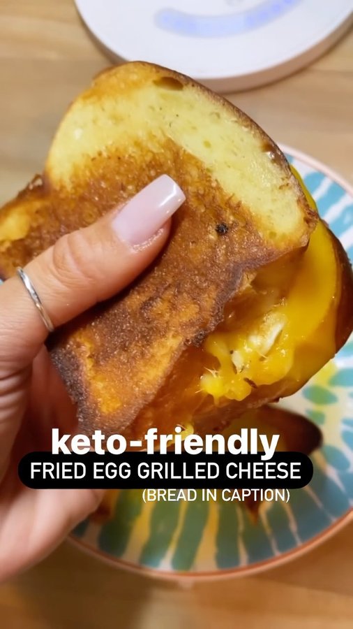 Instagram post by @chrissybuns for The Sola Company. Caption reads: Do you miss grilled cheese sandwiches on keto? Try....