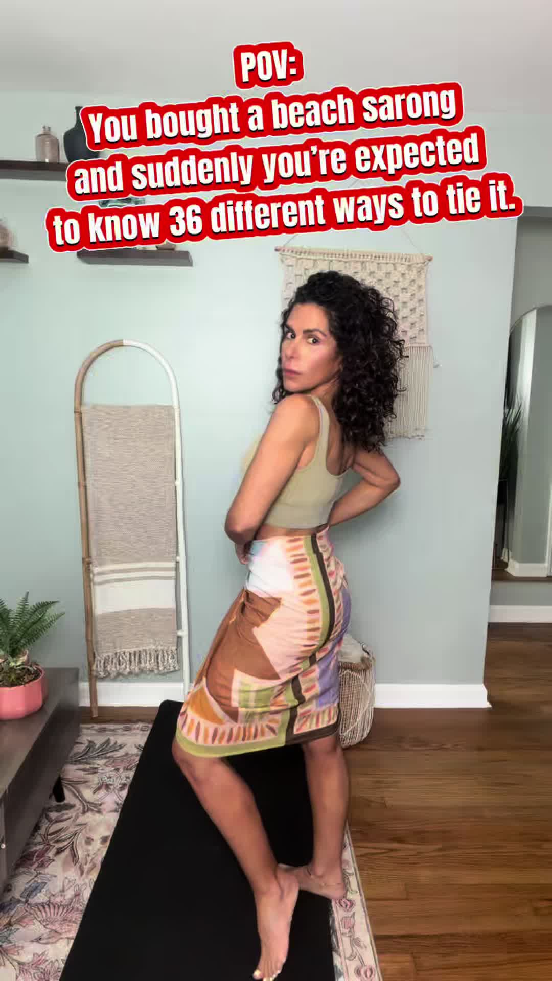 TikTok post by @ivory.isabel for Naeduo. Caption reads: [...] ways do you know how to tie a sarong?....