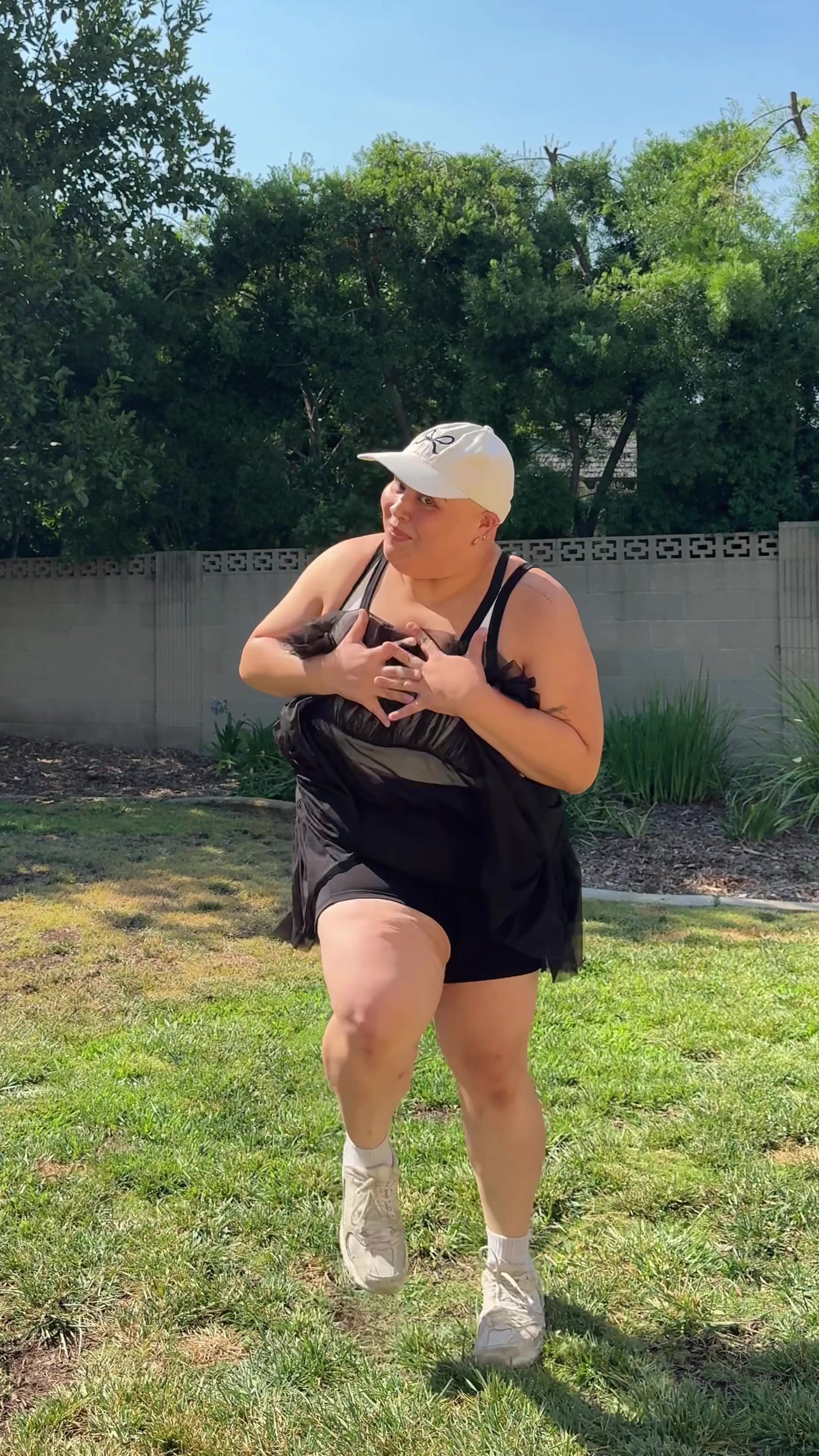 TikTok post by @baldiechi for POPFLEX Active. Caption reads: [...] had to share! im wearing a 2X 🖤🤍 @POPFLEX....