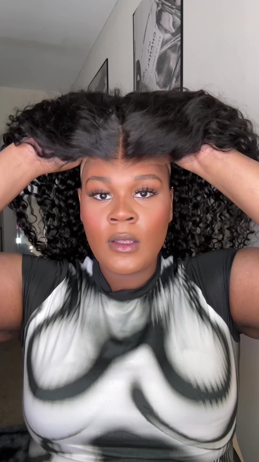 TikTok post by @summadior_ for OQHAIR. Caption reads: @OQHAIR The perfect curly wig! Water wave 28inches....