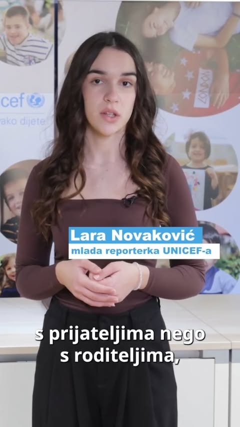Instagram post by @volivas_voli for UNICEF. Caption reads: [...] roditelji često ne znaju dovoljno. 🎥....
