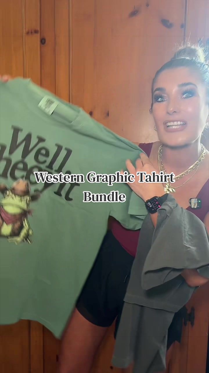 TikTok post by @youseekait_style for Dani Morgans. Caption reads: 2 comfort colors western graphic tshirts for the....