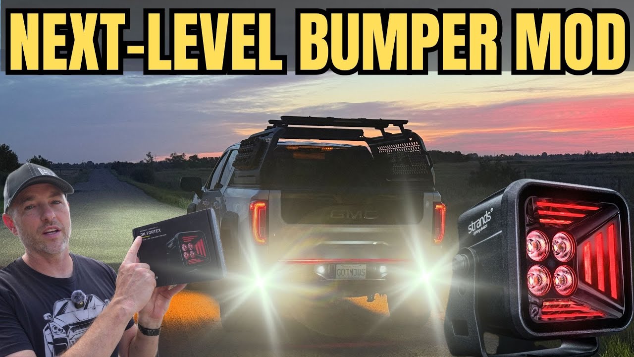 YouTube post by @Donslife for DV8 Offroad. Caption reads: The Final Touch! Strands Cube Lights + DV8 Bumper....