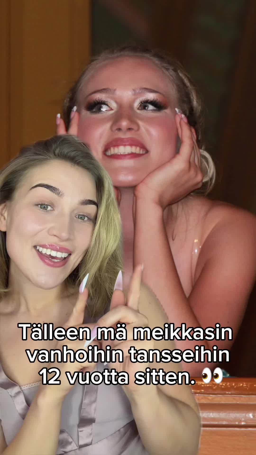 TikTok post by @aliceojala for CAIA Cosmetics. Caption reads: Tälleen mä meikkasin vanhoihin tansseihin 12....