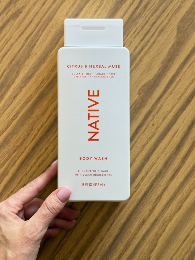 Instagram post by @sobchuktetiana for Native. Caption reads: I’ve been trying the Native Citrus & Herbal Musk....