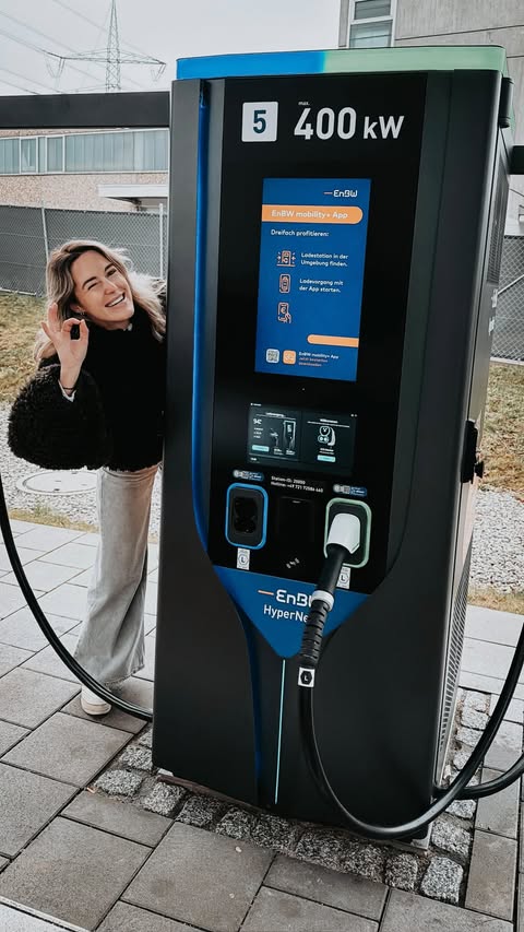 Instagram post by an influencer for EnBW. Caption reads: [...] DEIN erstes Mal laden?! #enbw #erstesmal....