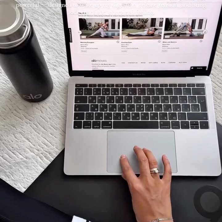 Instagram post by @zarinabrown for Alo Moves. Caption reads: Join me on the 7 Days to Gut Health journey with....