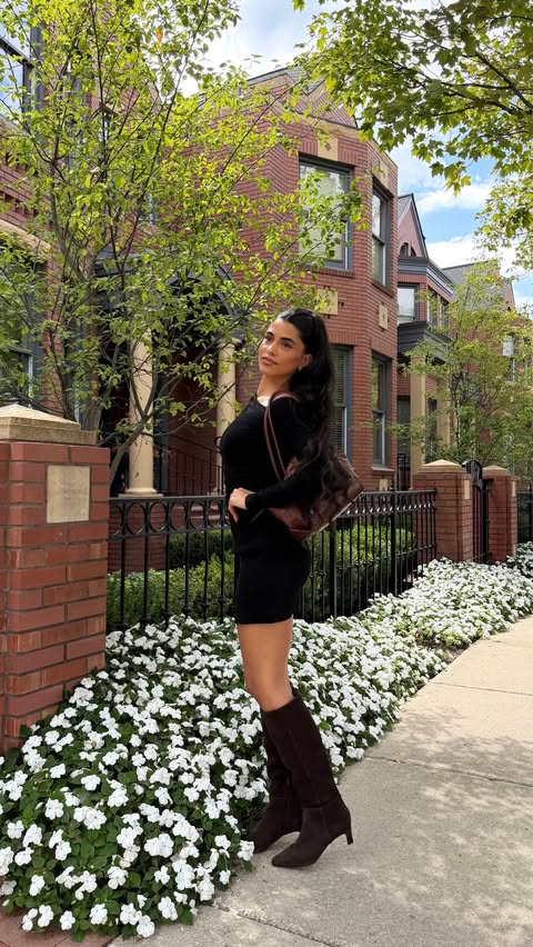 Instagram post by @avasalmaci for Nine West. Caption reads: suede boots just in time for fall 🤎 @ninewest....