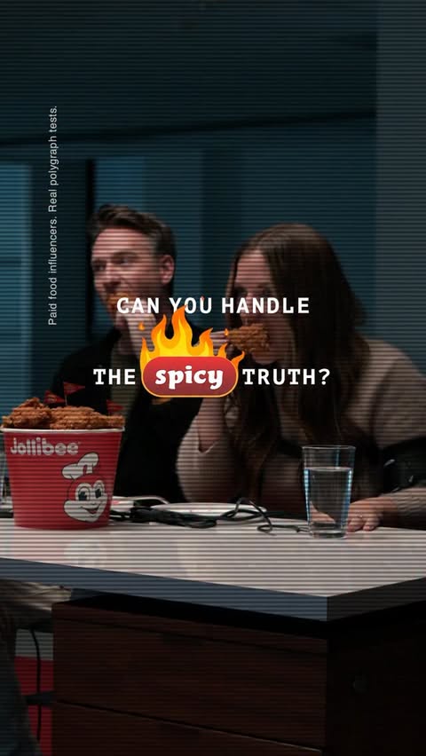 Instagram post by @libby_and_ryan for Jollibee US. Caption reads: Spicy Chickenjoy is deliciously spicy. We tasted....