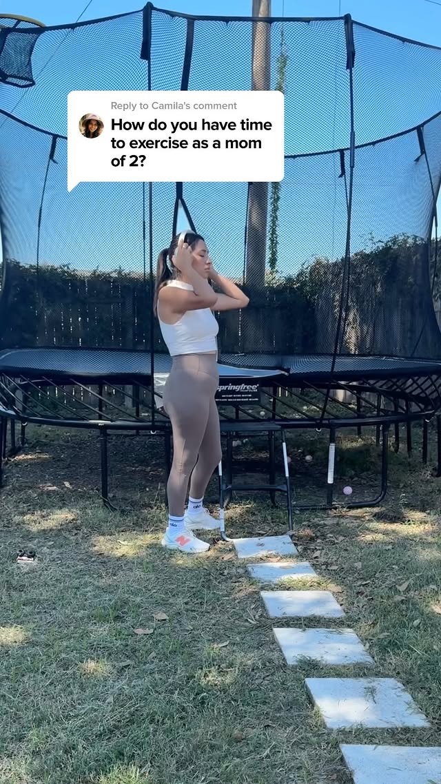 Instagram post by @cindy.cymerman for Springfree Trampoline. Caption reads: [...] of running – so I use our Springfree....