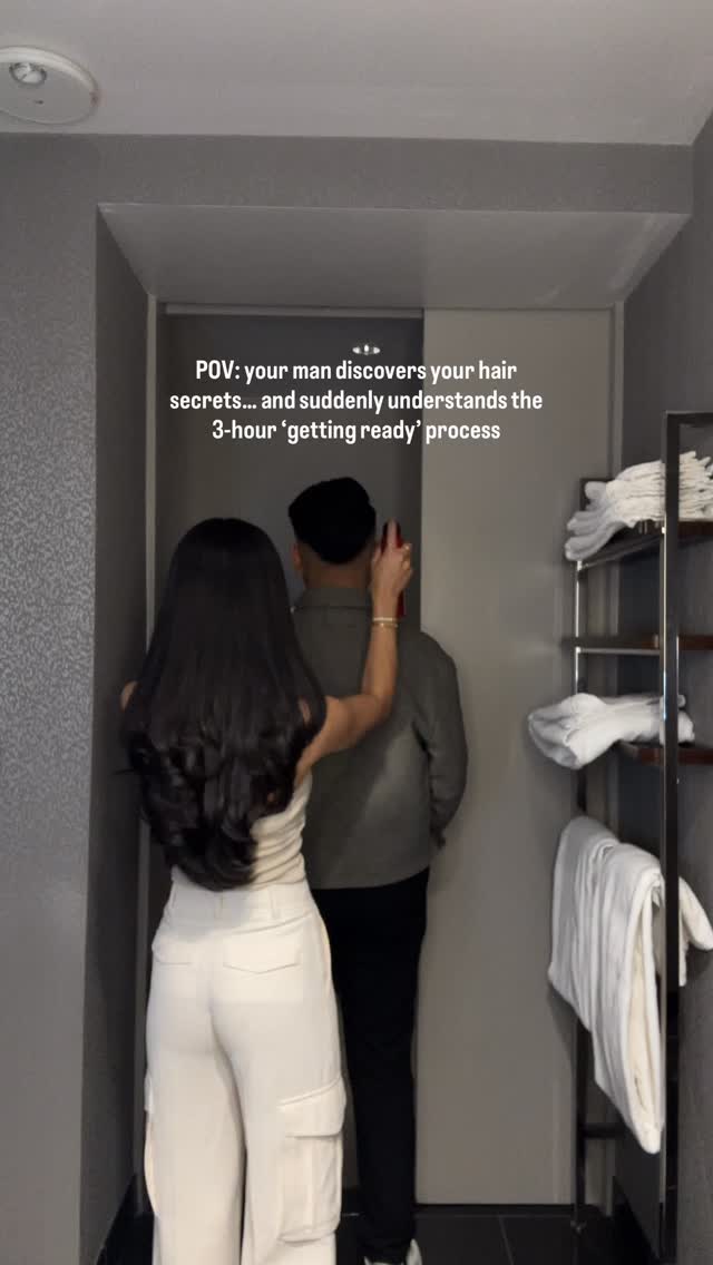 Instagram post by @madinashrienzada for SexyHair. Caption reads: When the realization hits him that ‘the hair’ is....