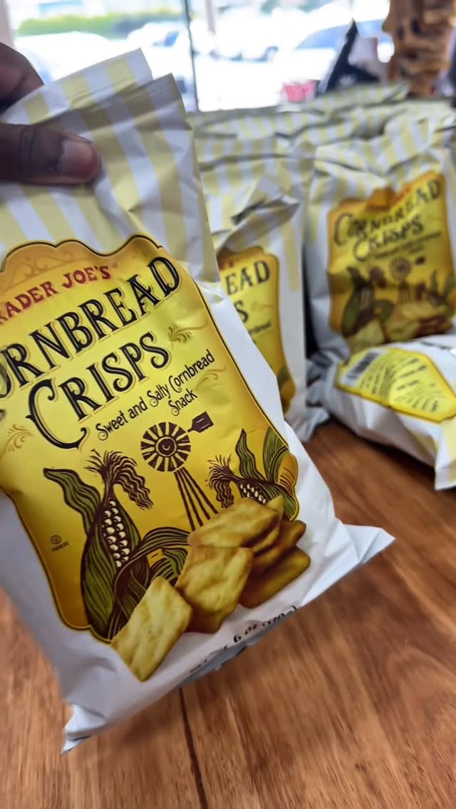 Instagram post by @jaskamreviews for Trader Joe's. Caption reads: Trader Joes Cornbread Crisp, Wow #traderjoes....