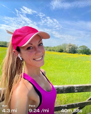 Instagram post by @positivity_running for Ponyflo Hats. Caption reads: Happy Global Running Day! Today was hot! I can....