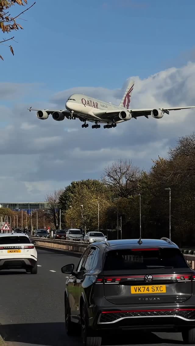 Instagram post by @elemer.aviation for Qatar Airways. Caption reads: Qatar Airways Airbus A380....