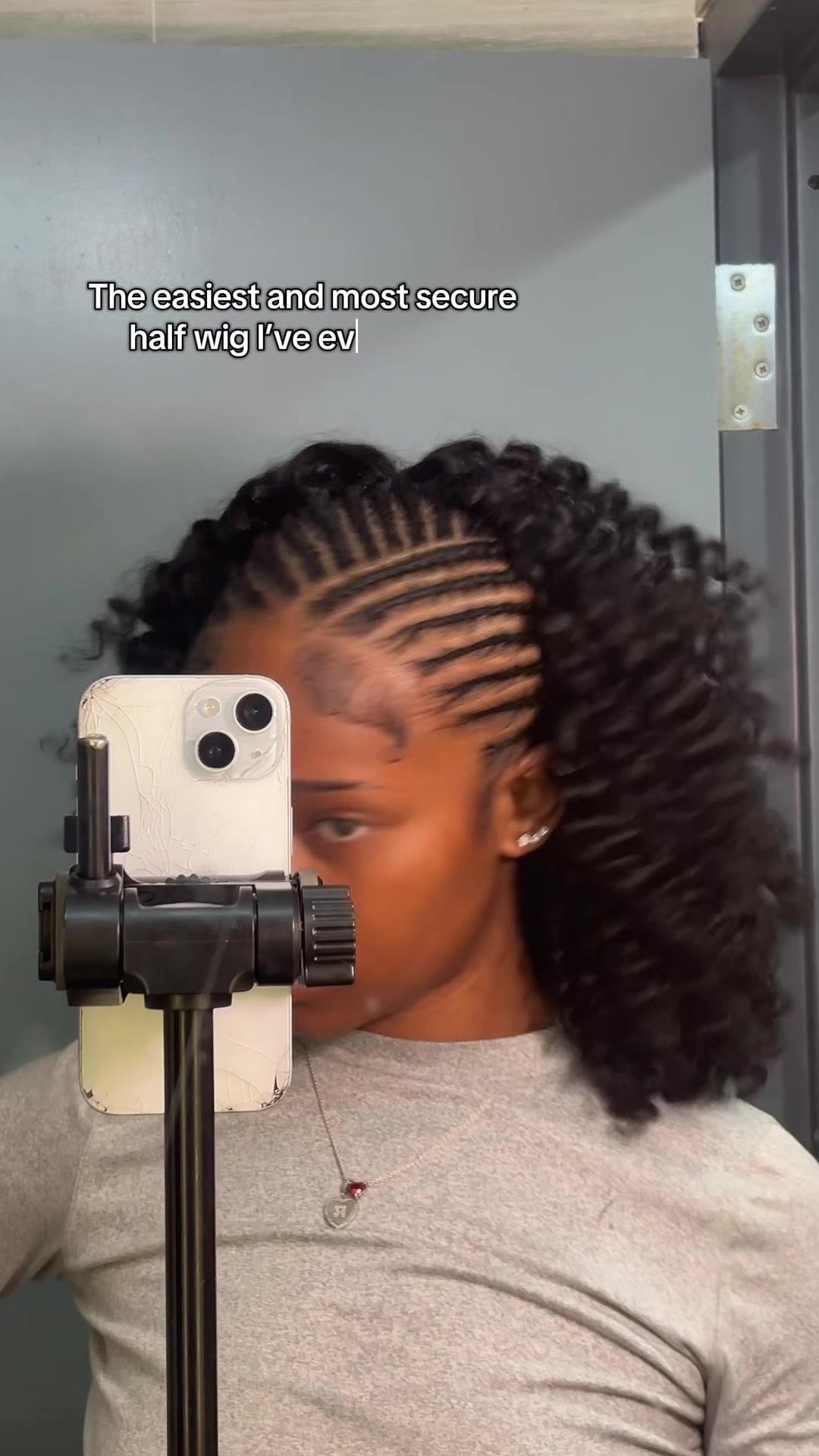 TikTok post by @racheladrine for ISEE HAIR. Caption reads: @ISEEHAIR this half wig saved me so much time ! .
