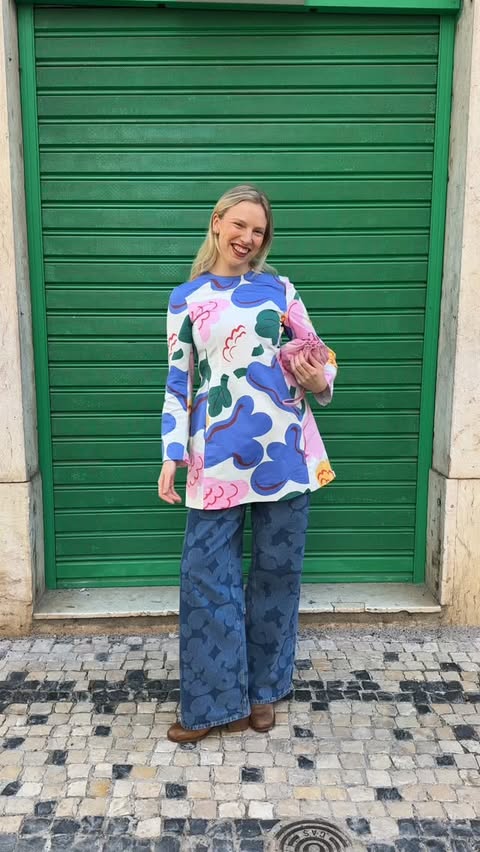 Instagram post by @wilmaaelena for Marimekko. Caption reads: advertisement @marimekko three looks, one feeling;....
