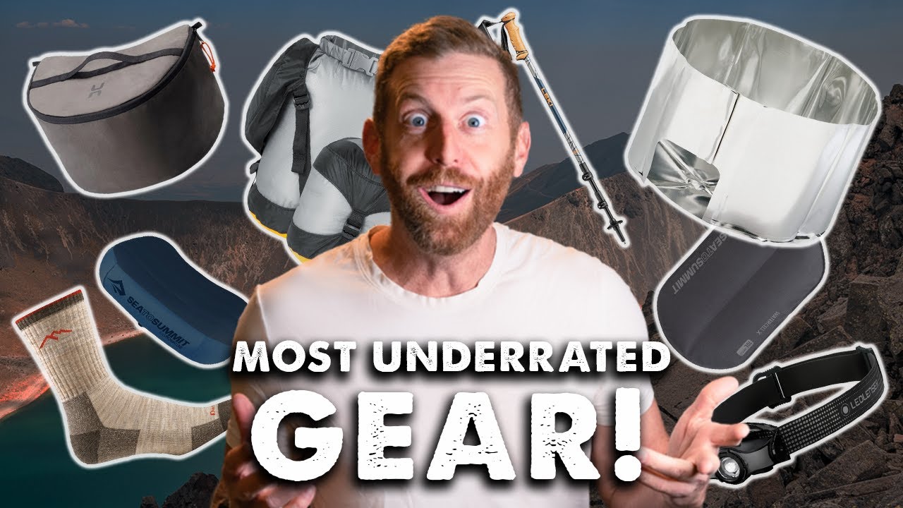 YouTube post by @BackpackingTV for Wiley X. Caption reads: Most Underrated Pieces of Backpacking Equipment:....