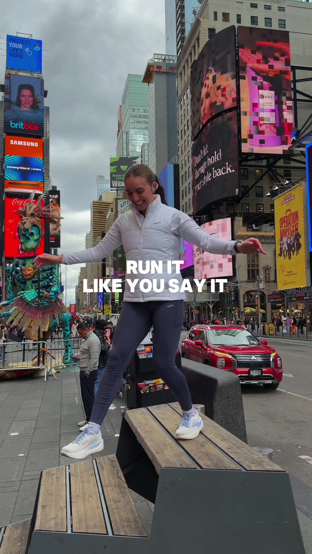 TikTok post by @ryleejade.fit for Shokz. Caption reads: [...] I got to explore the city safely with my....