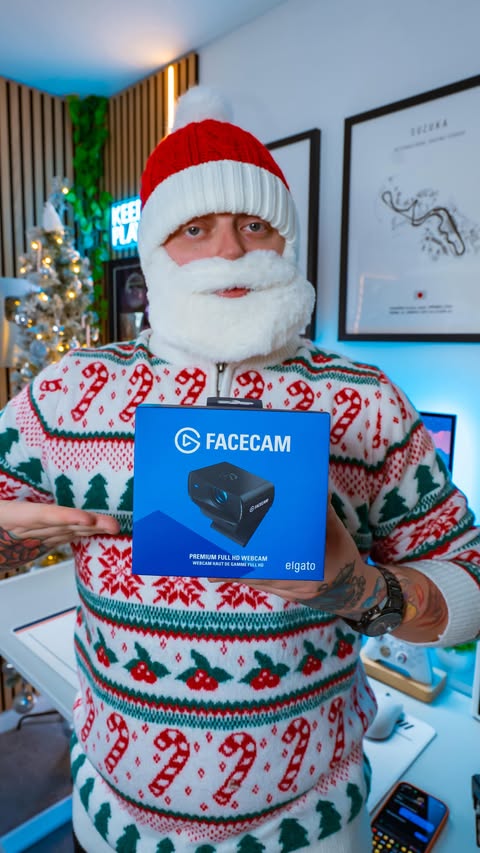 Instagram post by @spuddgaming for Elgato. Caption reads: 12 Days of Spudmas: Day 4 - Facecam MK.II....