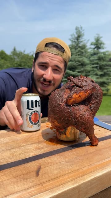 Instagram post by @chefcuso for Miller Lite. Caption reads: #Ad #21+ Beer can chicken quesadillas for the 4th....