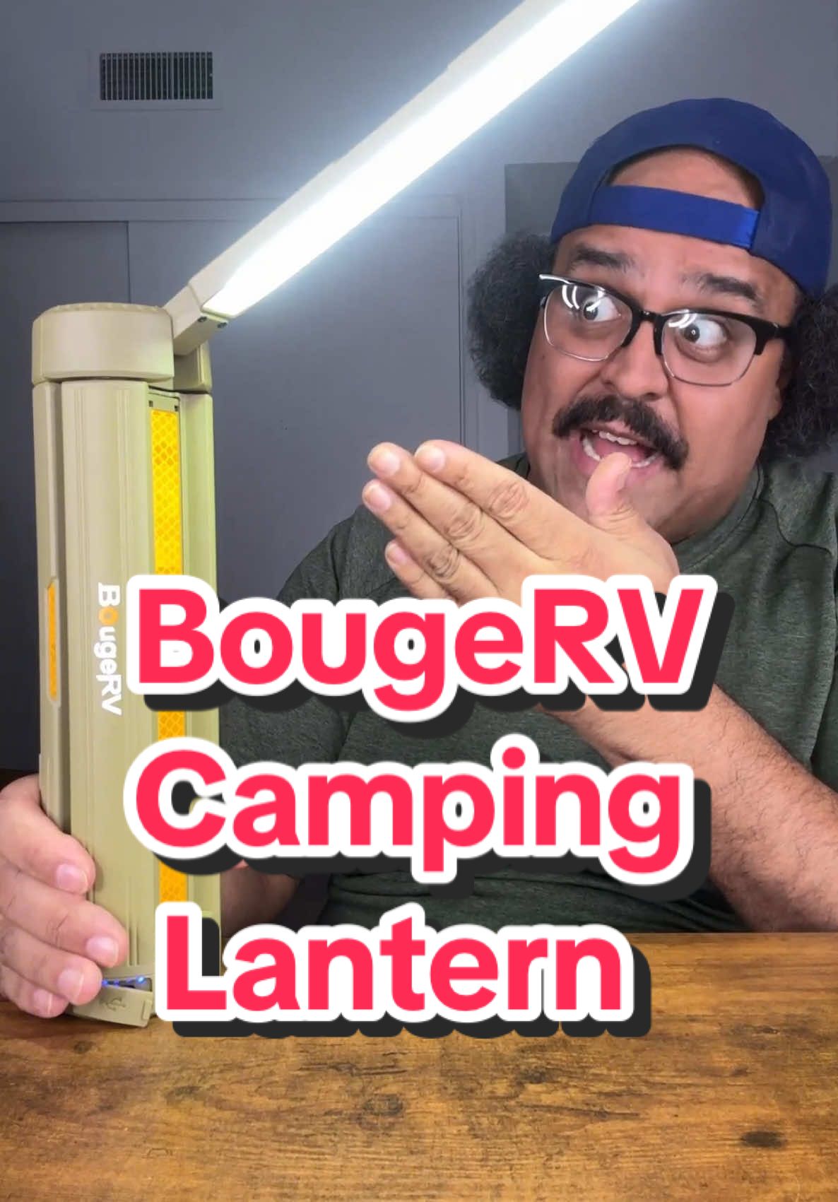 TikTok post by @thomas.ruster for BougeRV. Caption reads: This Camping Lantern from @BougeRV Shop is loaded....