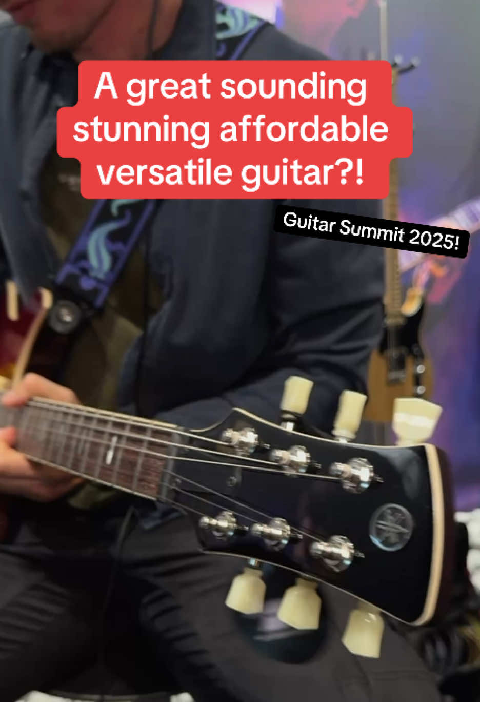 TikTok post by @the_geargirl for Yamaha. Caption reads: What makes a sweet guitar like the Yamaha Revstar....