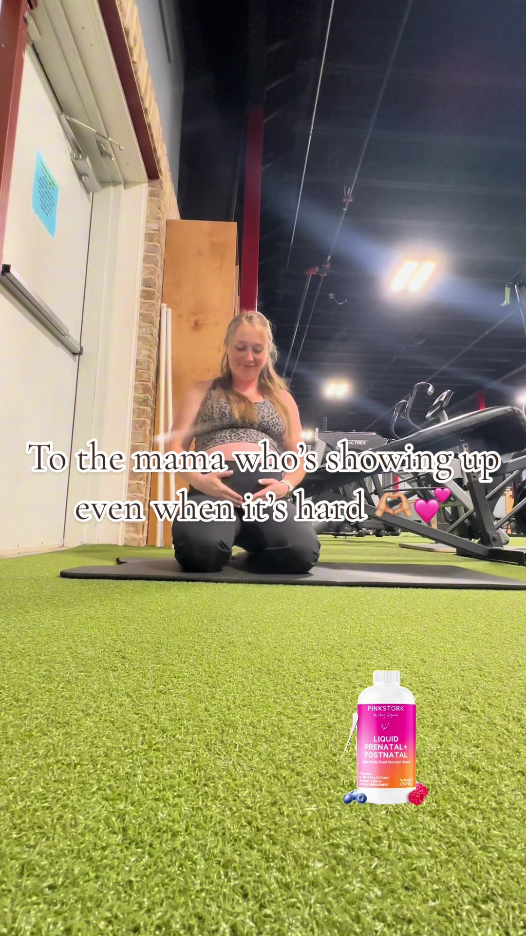 TikTok post by @madisonboliver for Pink Stork. Caption reads: 28 weeks pregnant and still showing up 💪 This....