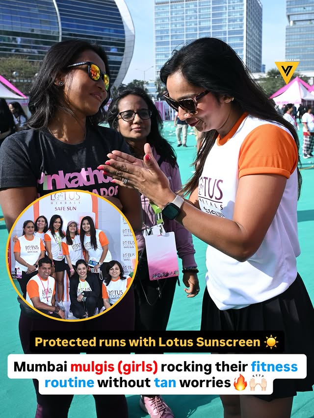 Instagram post by @viralbhayani for Lotus Herbals. Caption reads: Mumbai mornings, strong women seen running today,....