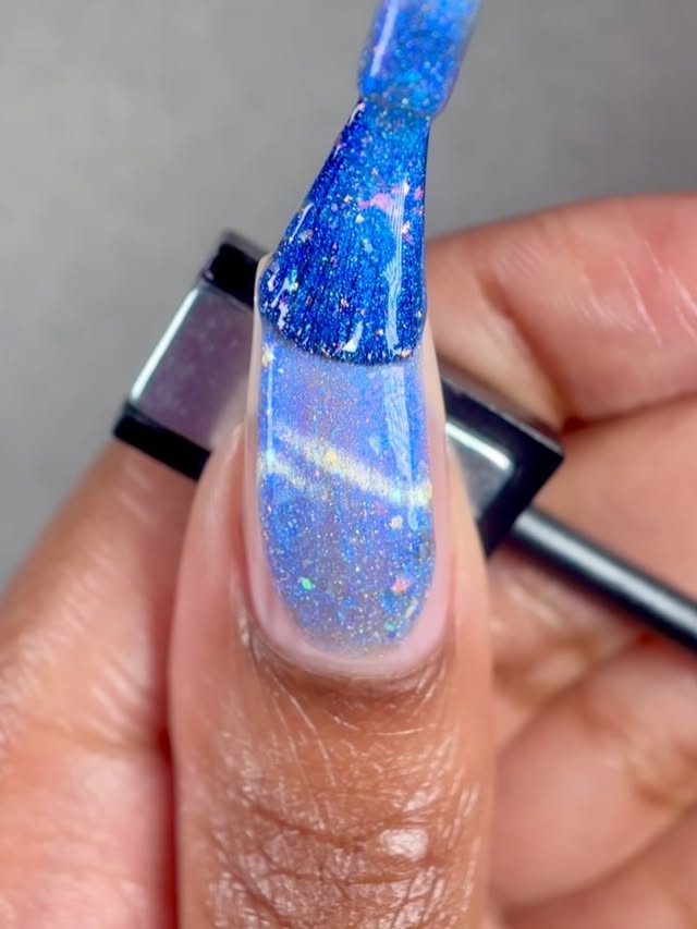 Instagram post by @suziemoon626 for Cirque Colors. Caption reads: [...] 💙❄️ @mooncat La Petite Mort 
2 💜✨....