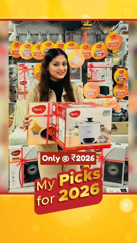 Instagram post by @shivani_malik_arora1502 for Pigeon Kitchen Appliances. Caption reads: [...] this kitchen deal is wild 😱🔥....