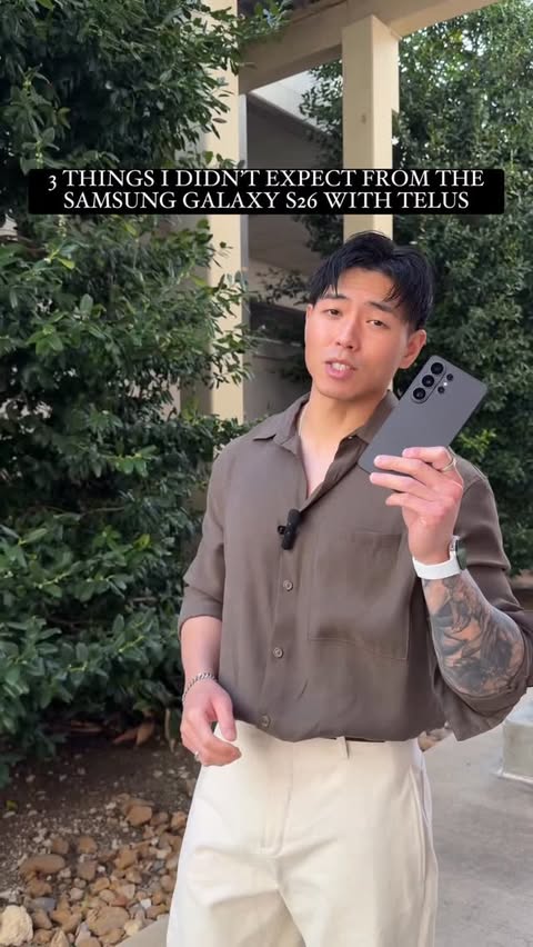Instagram post by @kyletheyuan for TELUS. Caption reads: [...] new Samsung Galaxy S26 Ultra is here at....