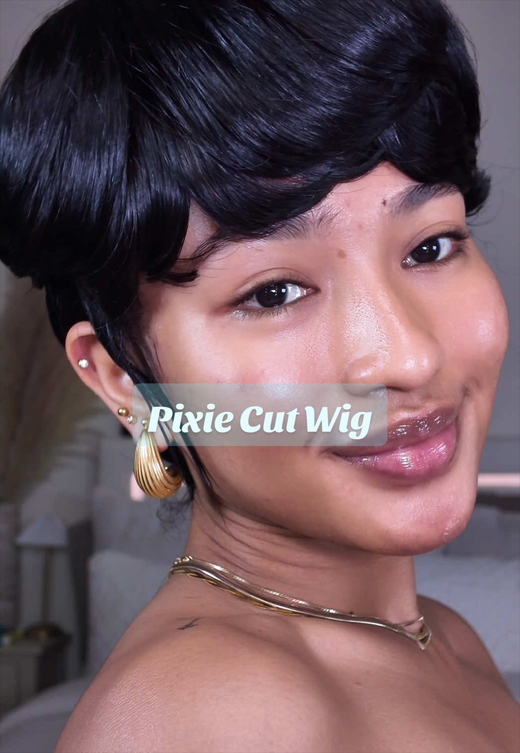 TikTok post by @itzmisswright for Showreal Human Hair. Caption reads: Finally did the big chop y’all!! Lol jkjk, it’s....