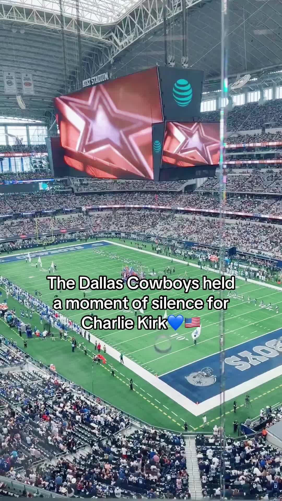 TikTok post by @teamtrump for Dallas Cowboys. Caption reads: Thank you, @Dallas Cowboys 💙 #maga #fyp....